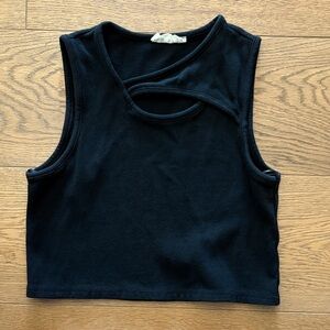 Cutout Black Sleeveless Crop Top
